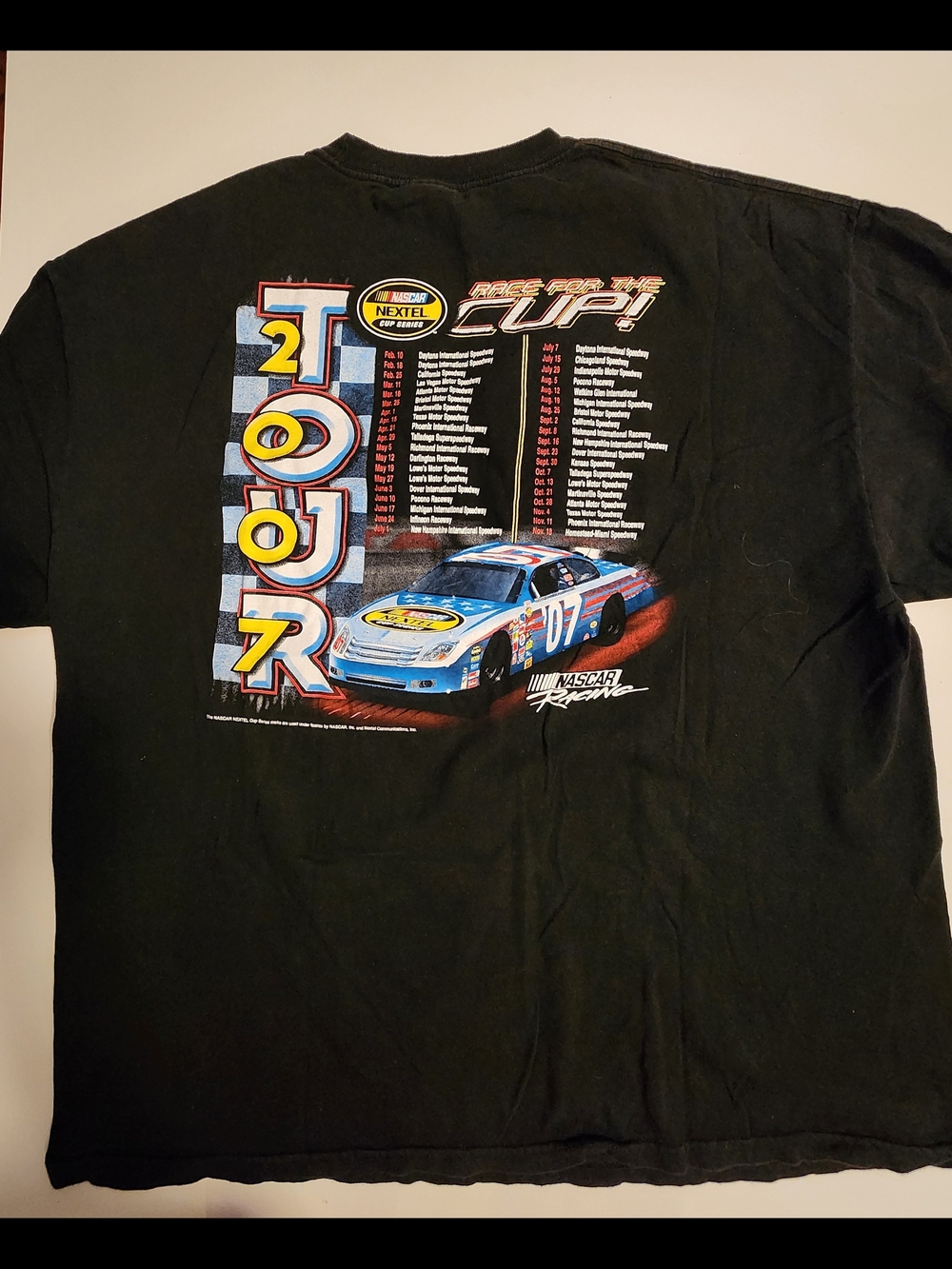 2007 Nextel  Nascar Cup Series Tour Black Graphic Tee